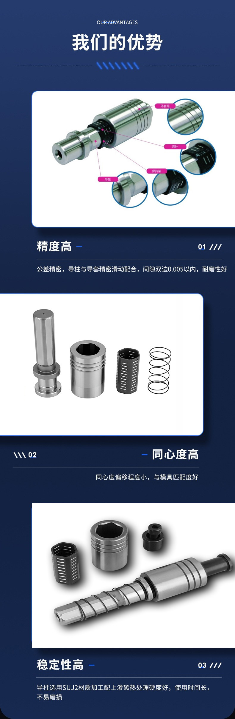 锂电模用高刚性精密滚针导柱组件八角六角导柱 RRGBL RRGSL RRGKL-阿里巴巴
