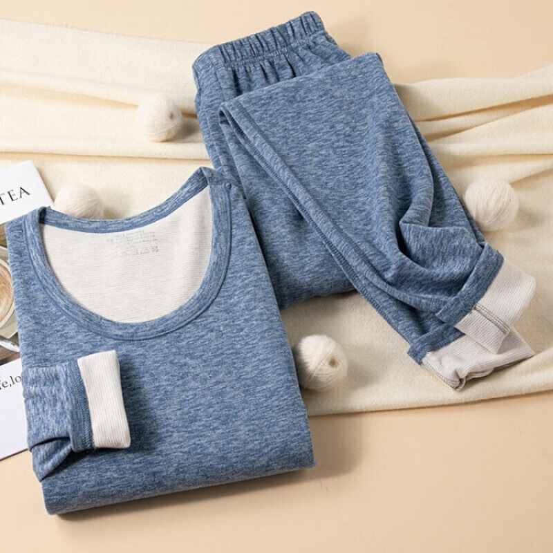 Hengyuanxiang Men's Seamless Thermal Autumn and Winter Wool and Silk Base Layer Set Slim Fit Underwear