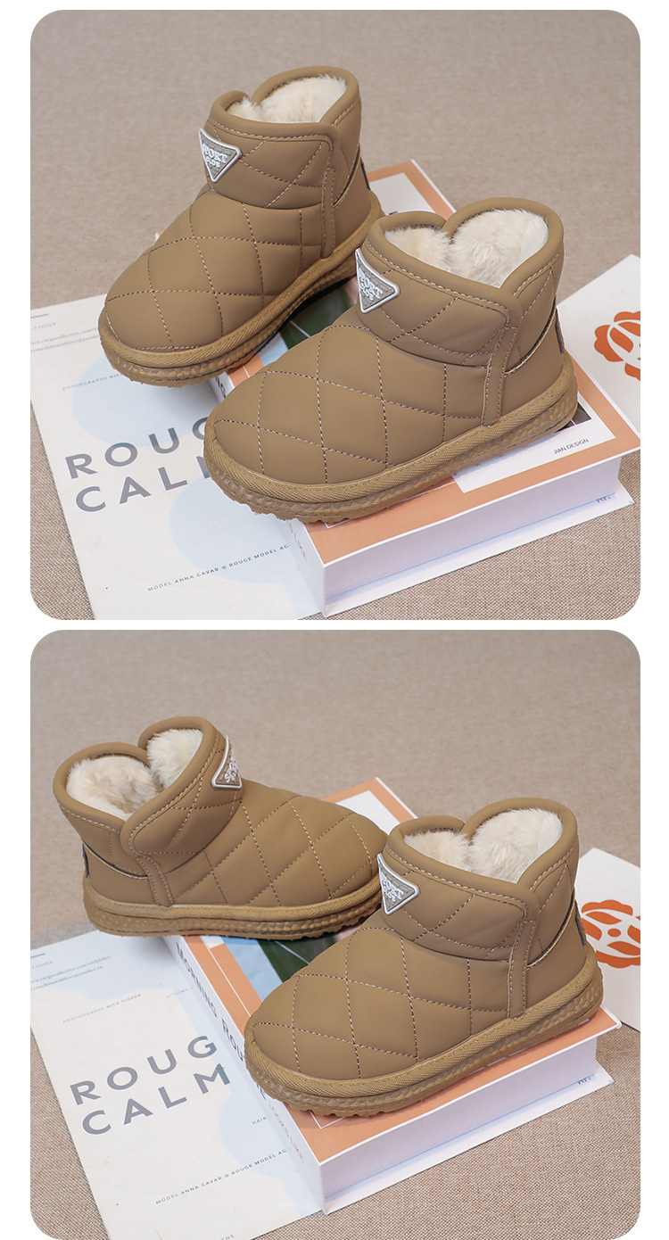 Kinder Mädchen Schuhe, warme 2024 Winter neue Schneestiefel, mittlere und große Kinder Plüsch dicke Baumwolle kurze Stiefel_voghion.com