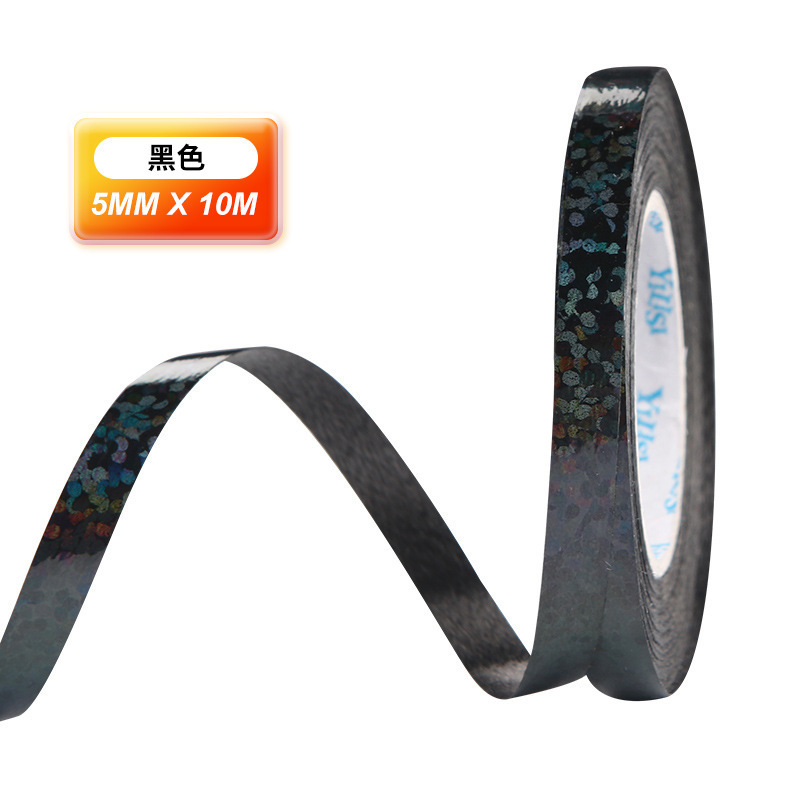 Fábrica directa 10 m cinta láser 5mm ancho globo guirnalda cinta decoración boda vacaciones cinta decorativa al por mayor