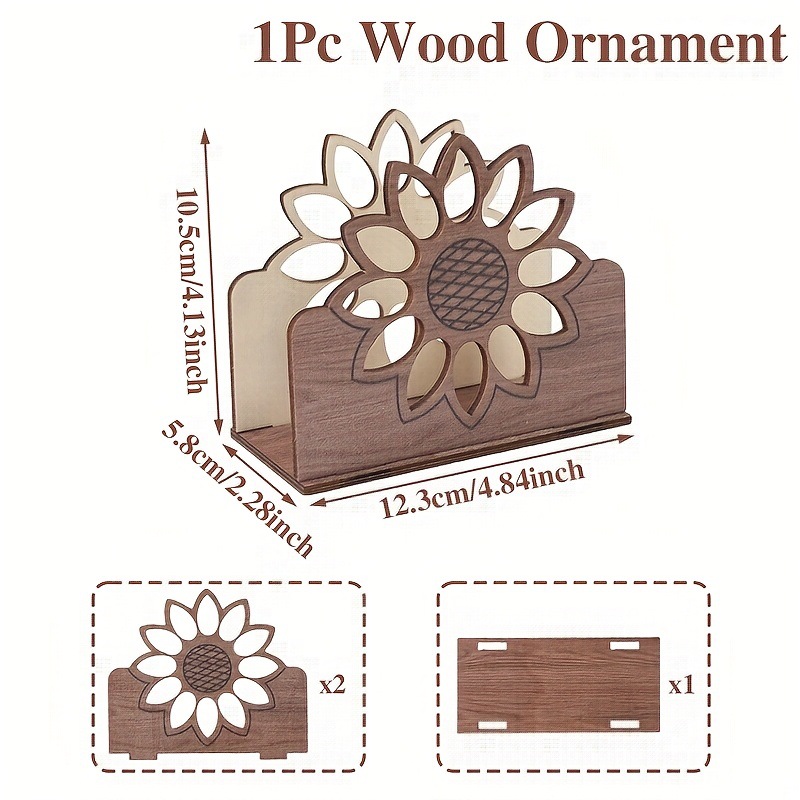 Colgar decoración de servillas de madera transfronteriza marco de servillas de madera vertical girasol forma marco de almacenamiento de servillas de papel comedor distribución de servillas de madera sólida