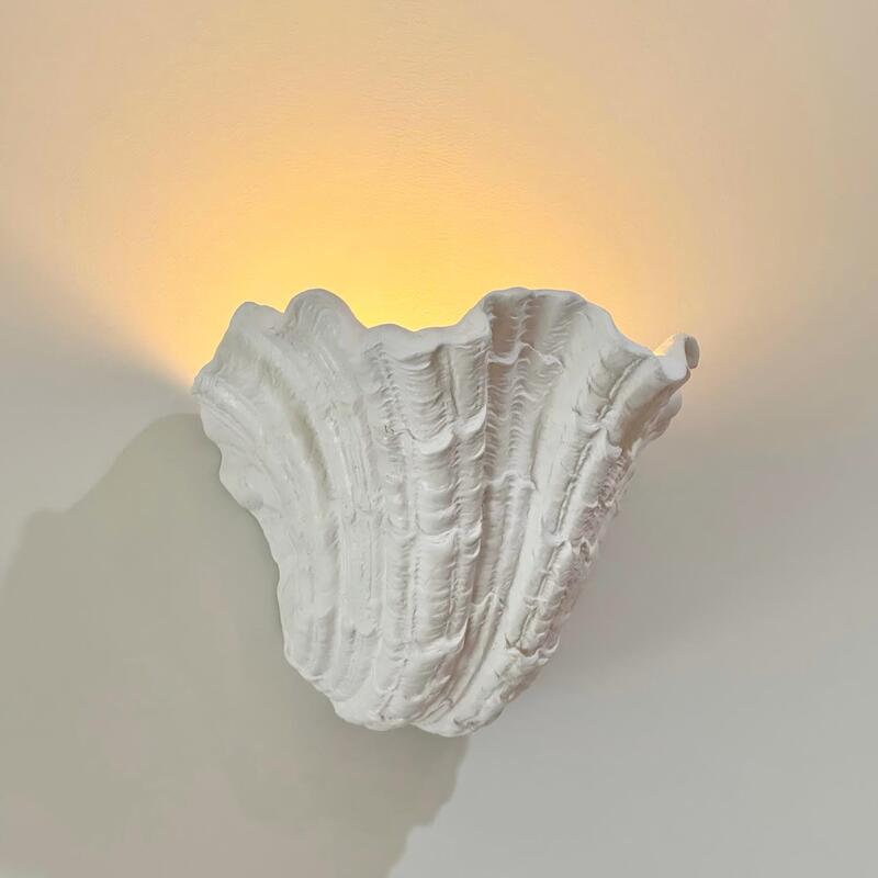 French-Style Plaster Shell Wall Lamp Designer Southern French Natural Wabi-Sabi American-Style Staircase Corridor Hallway Bedroom Bedside Lamp