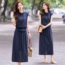 休闲运动套装裙夏2025新款韩版今年爆款拉链上衣半身裙两件套