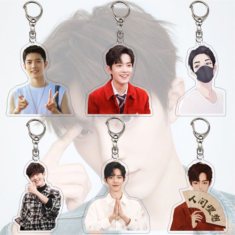 Acrylic double-sided keychain Xiao Zhan star peripheral cartoon Wang Yibo CP schoolbag pendant leather bag buckle