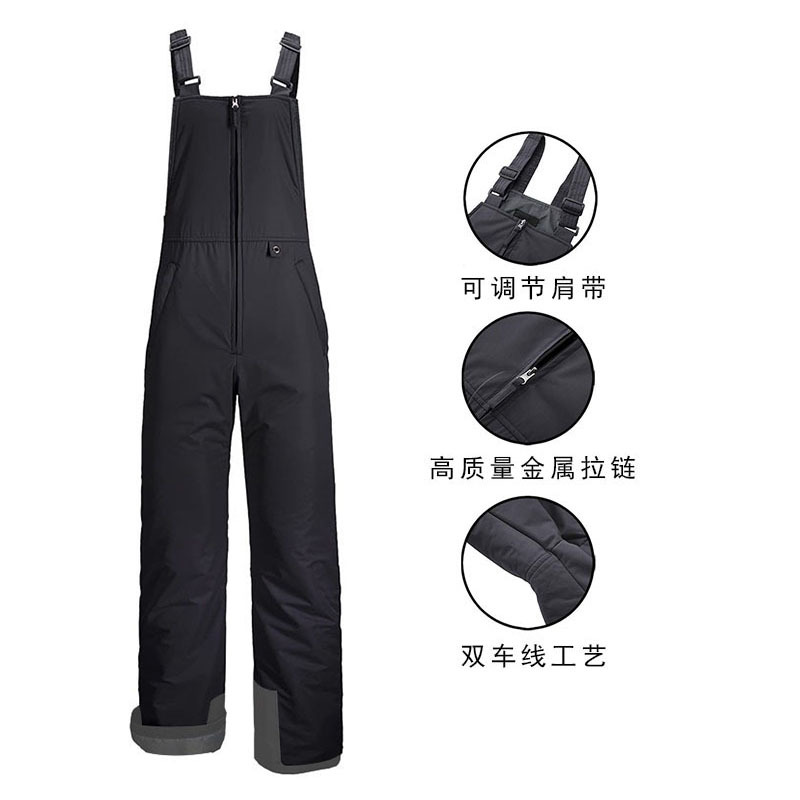 Cross-Border Popular Outdoor Ski Pants for Men and Women, Bib Cotton Pants, Waterproof, Windproof, Warm, Thickened, Quick-Drying Ski Pants