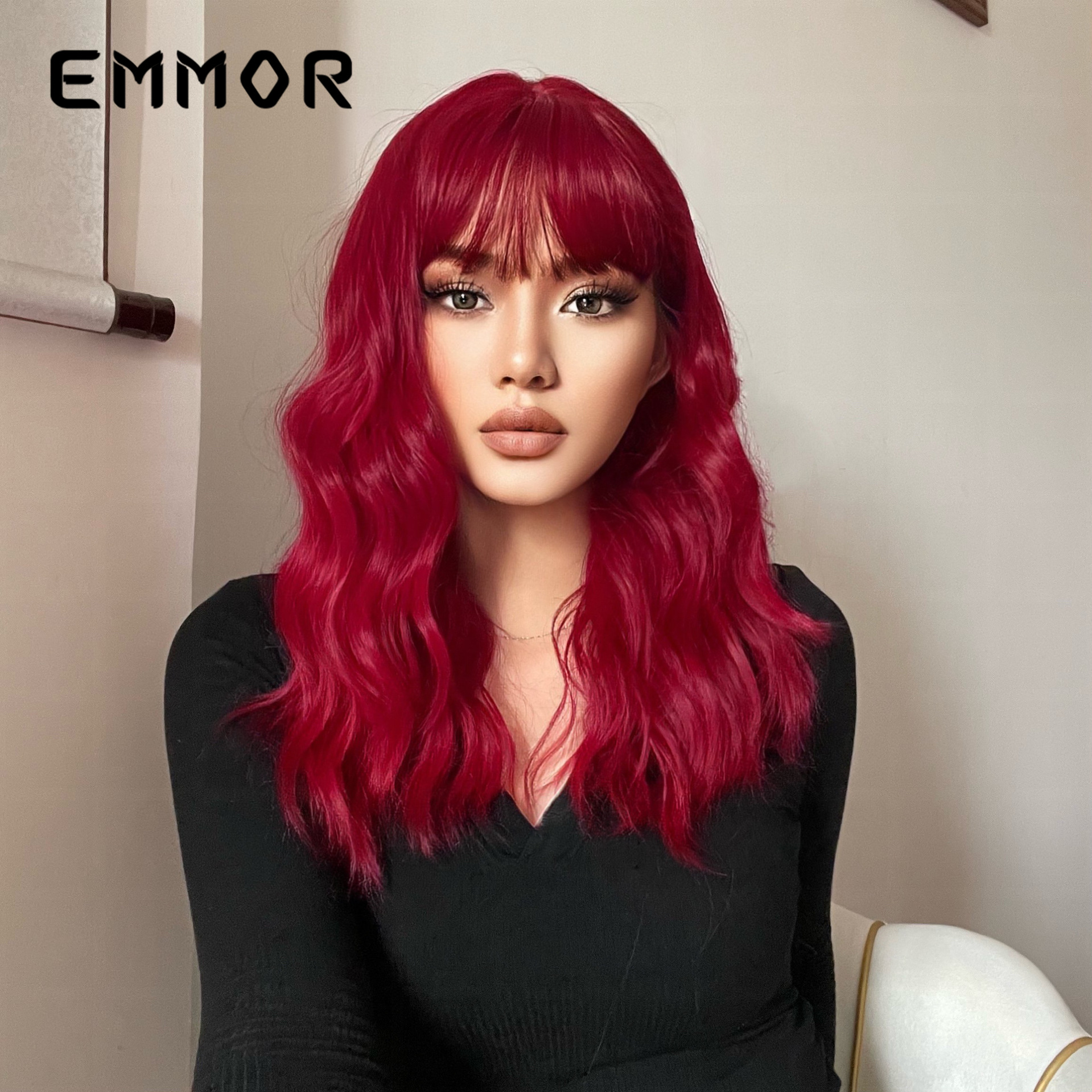 Conjunto de pelucas multicolores con flequillo de aire estilo anime para cosplay de Navidad y Halloween para mujer, seda de alta temperatura.