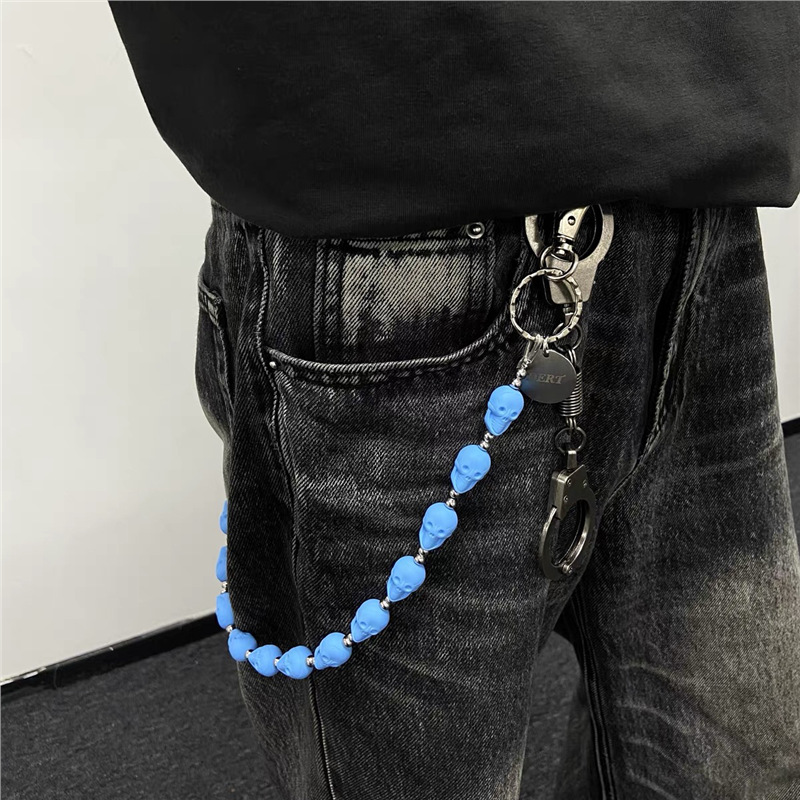 Skull Heavy Phants Zipper Waist Accessories Wear And Match Decoration