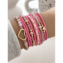 T 47500 Pink Bow Pearl Layered Bracelet ��ɫ���ĺ�����������