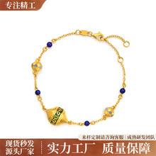 s925纯银手链文化祝福青金石忍冬纹手链女电镀真金首饰时尚饰品