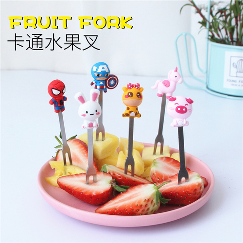 Cartoon bento cute baby cake dessert pick stainless steel fork creative household ceramic cute fruit fork
