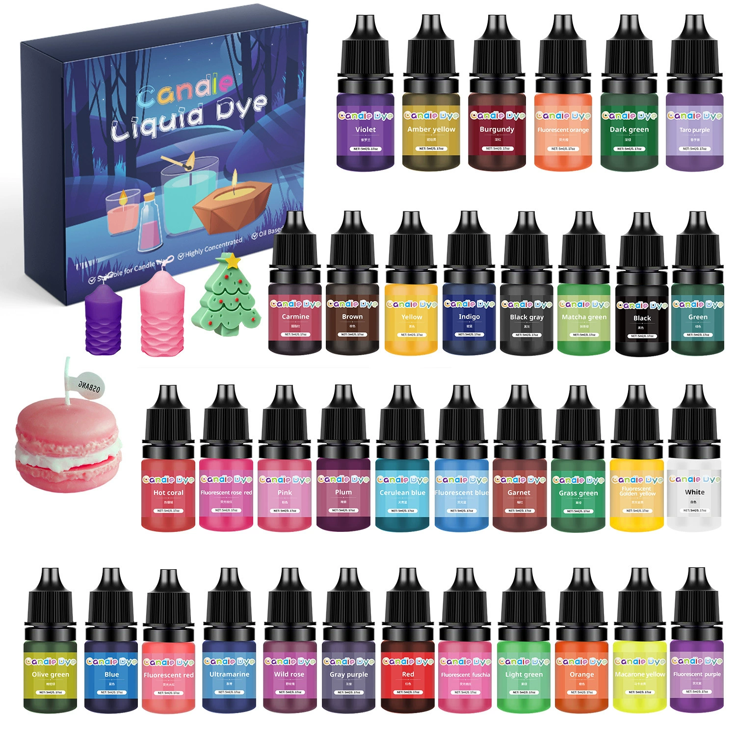 Трансграничная Амазонка 36 цветов 5ML с высоким концентрированным пигментом DIY мыло ручной работы Ароматизированные свечи щепотка крашения цвета