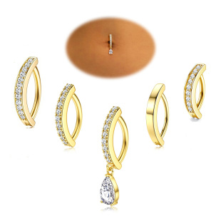 Amazon Hot New Love Water Drop Navel Ring Copper Inlaid Zircon Navel Ring Arc Navel Buckle Piercing Jewelry