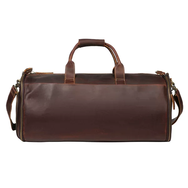 Men's Crazy Horse Leather Travel Bag Multifunctional Genuine Leather Luggage Bag First Layer Cowhide Folding Suit Storage Bag Trolley Case