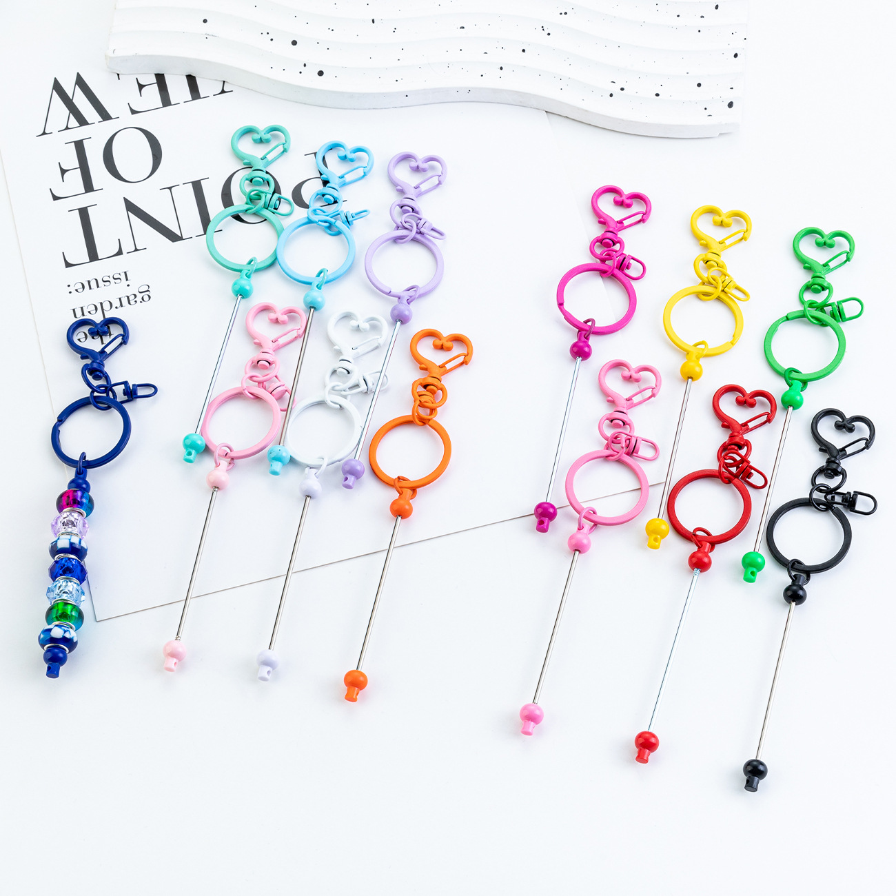 Colgante de llavero de amor con cuentas de bricolaje, colgante de bolso de personalidad creativa, llavero de color caramelo, colgante de llavero