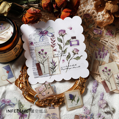 Infeel.me pet sticker pack, small garden four seasons series, plant and flower handbook material decorative stickers