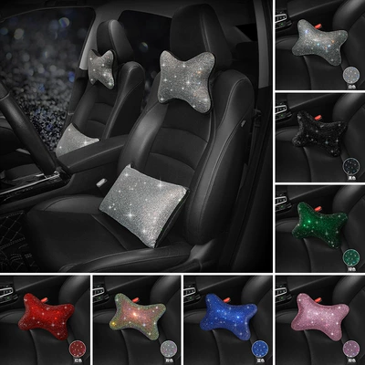 Car Cervical Headrest Bone Hot Rhinestone Neck Pillow Pillow Waist Car Supplies Car Pillow Four Seasons Universal