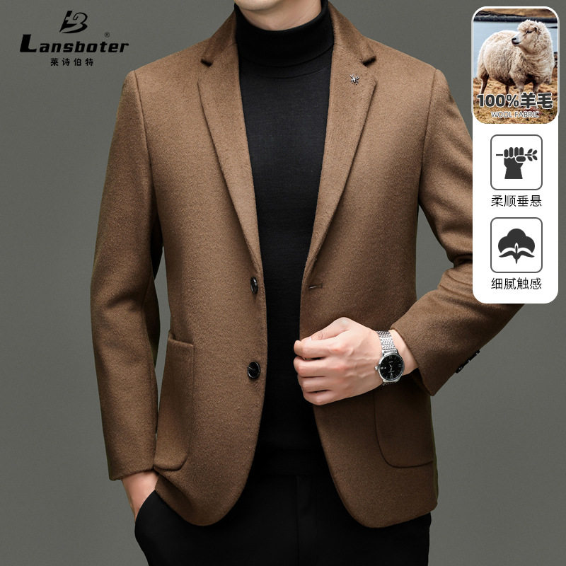 Áo vest len nam dáng ôm, cổ vest hai nút, tay dài, dày dặn — cà phê, màu xanh đậm, đen