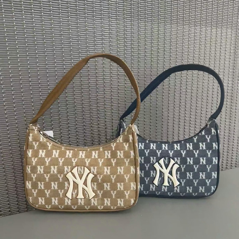 Korean Mlb2025 New Retro Underarm Bag Ny Yankees Fashion Casual Handbag Shoulder Bag for Women Trendy Lightweight