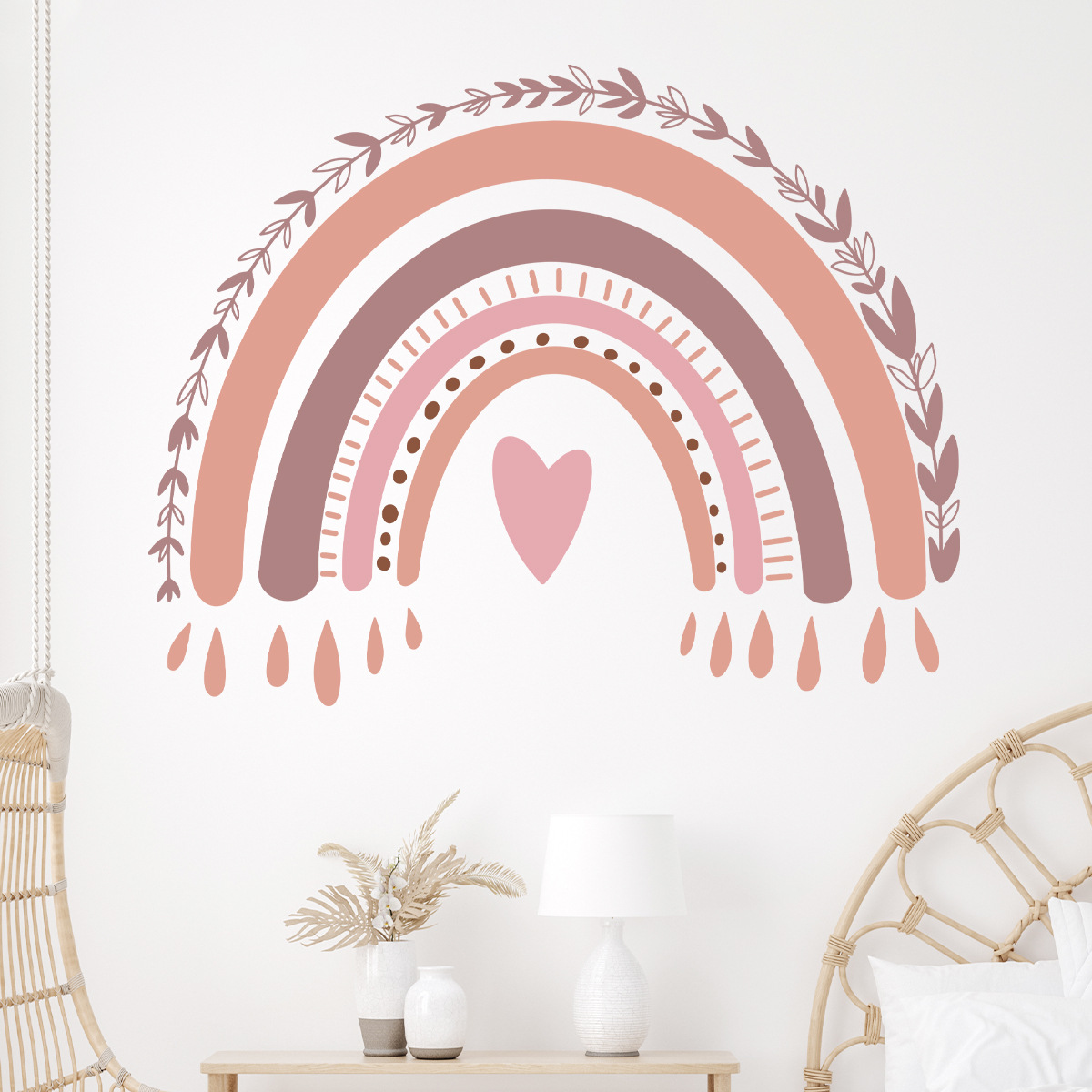 Cartoon rainbow heart-shaped wall stickers bedroom bathroom living room kindergarten wall decoration stickers popular BR64624