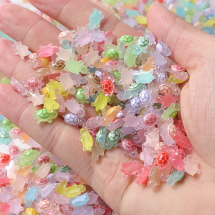Mini cartoon color luminous little turtle nail art toys 7*11mm net red explosions handmade ornaments turtle
