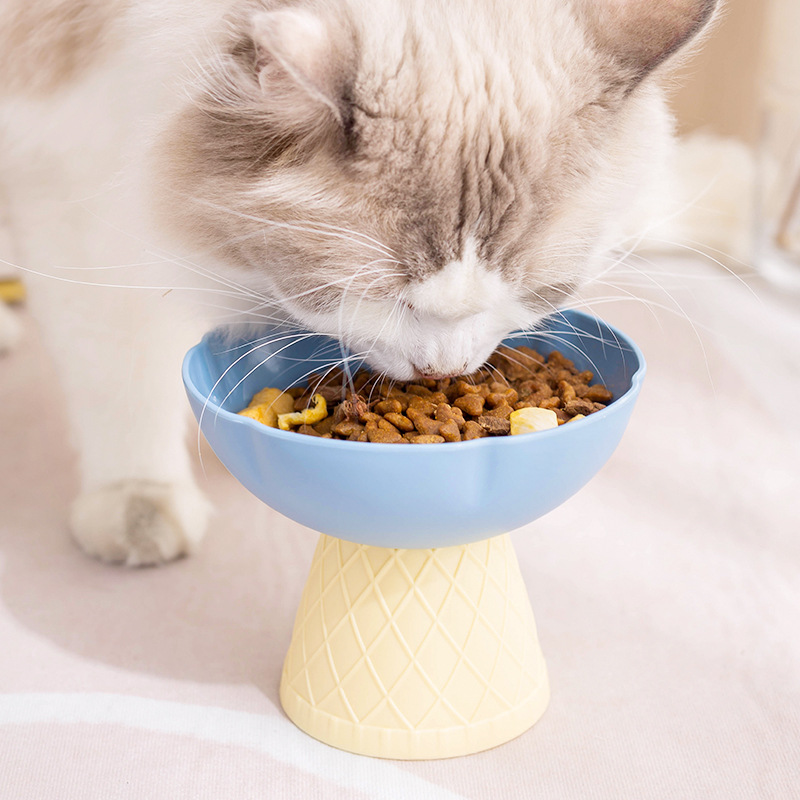 Coreano ins tazón de helado para mascotas solo Tazón taza de helado gato de protección de la columna cervical copa de protección del cuello del animal doméstico tazón de comida