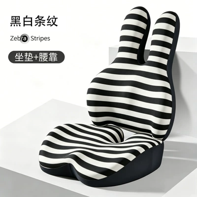 Lumbar Pillow Set, Waist support - ordinary-style-black-and-white-stripes-set