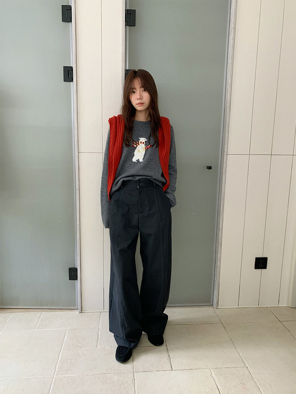苏奈 宽松休闲裤女2025秋季新款高腰显瘦直筒阔腿长裤fromanna|undefined