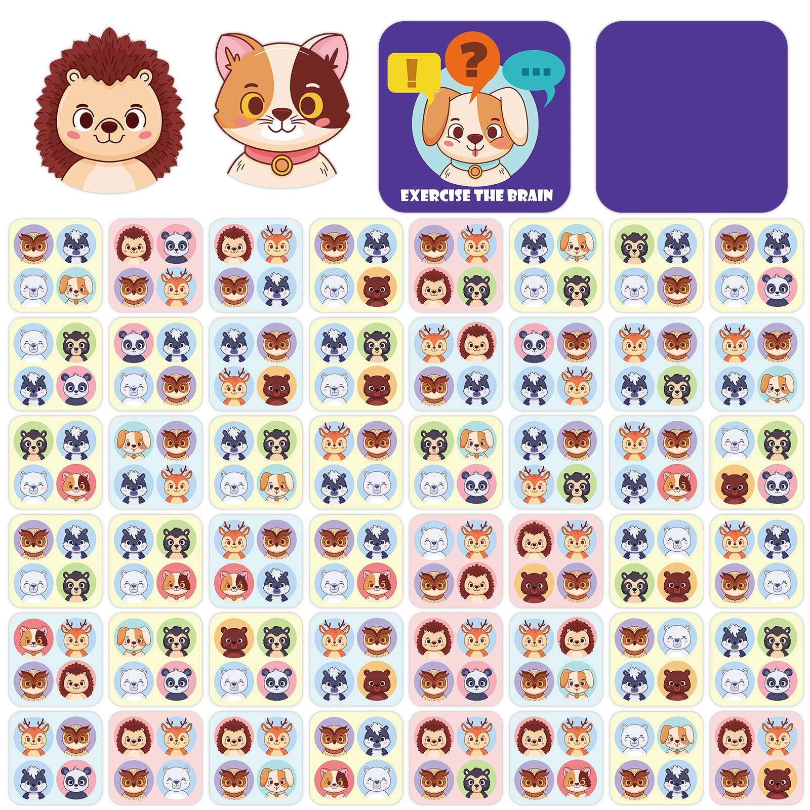 Cognitive intellectual educational cards, family style, training