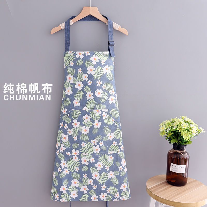 코튼 캔버스 조절 가능한 목-블루 바닥 꽃