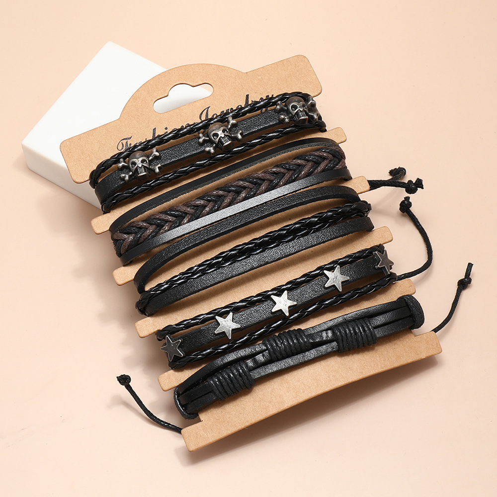 European and American vintage wholesale personalized woven multi-layer leather bracelet