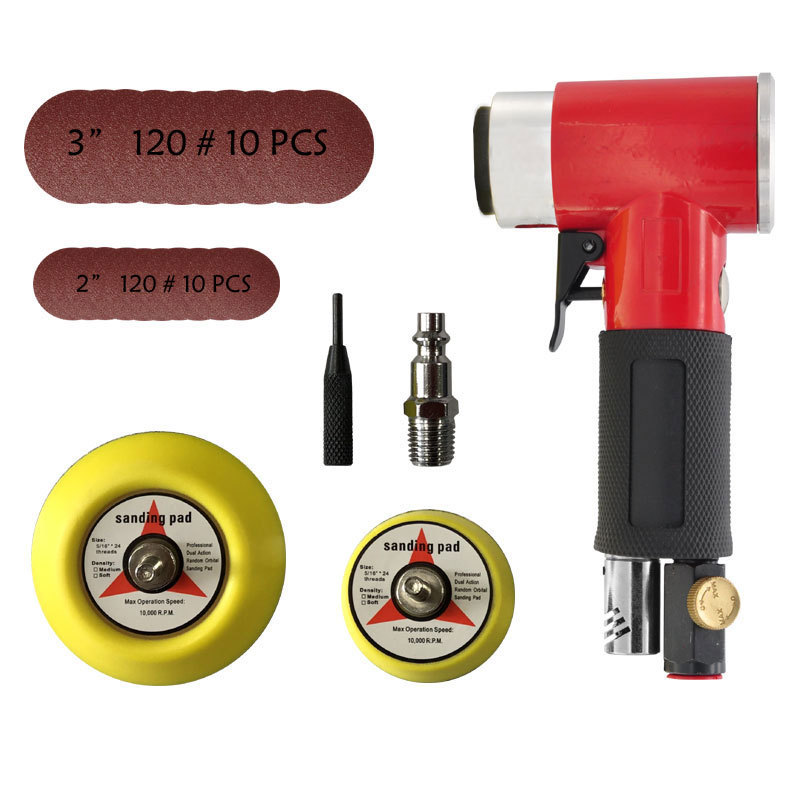 人气电商 摆动式气动偏心打磨机磨砂机25件套红色 90度抛光机