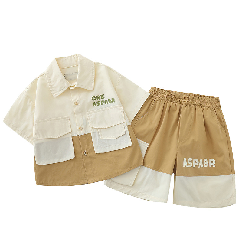 7193 Traje de verano para niños 2025 Nuevo estilo Camisa de moda para niños Pantalones cortos Ropa de verano para bebés de dos piezas