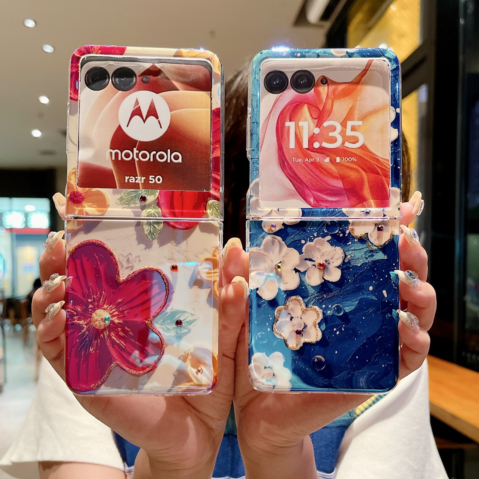 Suitable for Motor Razor50 Blue Light Gel Dot Diamond Oil Flower 50Ultra Foldable Screen Moto 60 Phone Case
