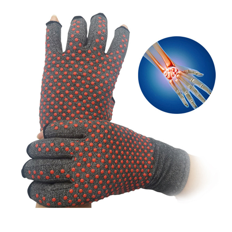 Heat Non-slip Glue-dispensing Half-finger Gloves Joint Pressure Gloves Rehabilitation Training Cycling Outdoor Sports Fitness Gloves