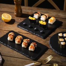 定制黑色板岩餐盘 酒店餐厅日式寿司牛排面包餐垫方形圆形隔热垫