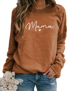 Foreign trade new directional ladies round neck long sleeve daily casual printing sweater