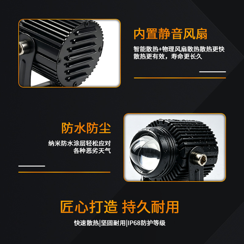 Motorcycle LED light modification headlight dual-color high and low beam external work light car motorcycle spotlight cross-border