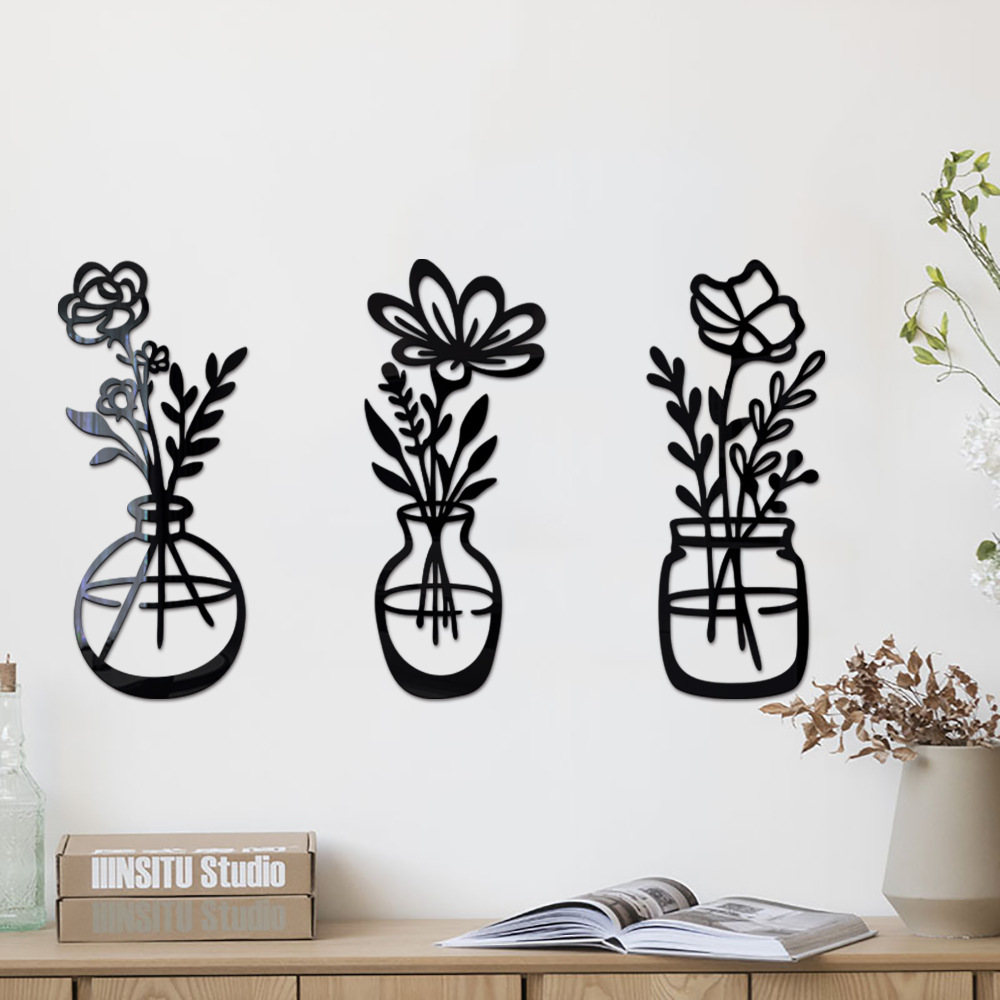 3d Potted Plant Acrylic Mirror Wall Sticker For Home Decoration_voghion.com