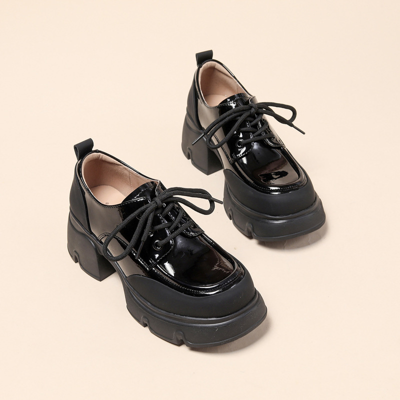 New Summer Women's Small Leather Shoes with Thick Soles, Increased Round Toe Laces, Versatile Retro Casual Women's Shoes, Loafers Wholesale New Summer Women's Small Leather Shoes with Thick Soles, Increased Round Toe Laces, Versatile Retro Casual Women's Shoes, Loafers Wholesale