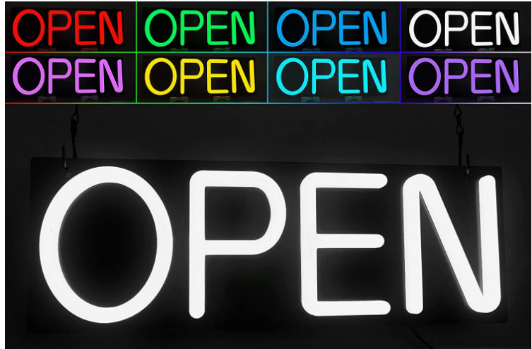 亚马逊热卖霓虹灯open 柔性霓虹灯招牌 门头店招LED广告牌灯箱