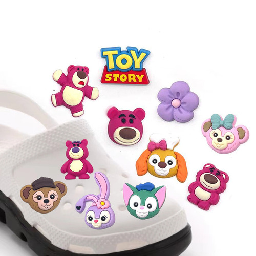 Cute strawberry bear interesting hole shoes shoe pattern decorative buckle DIY personalized garden shoes jewelry gift
