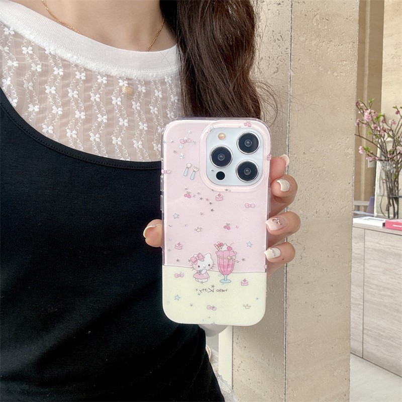 Niña ins brillo helado kt estéreo aplicable iphone16ProMax estéreo 14/15 Apple 13 cadena