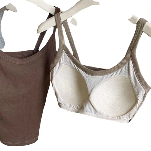 Korean Style 6604 Summer Versatile One-Piece Tank Top with Straps, Women's Lazy Spiral Cotton Innerwear for Layering, Fitted and Slimming