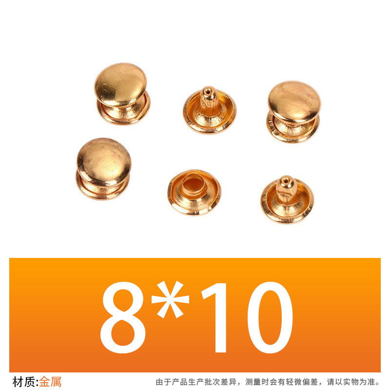 Remaches metálicos de imitación oro de doble cara, correas para bolsos, accesorios para cinchas, botones a presión, botones para ropa y bolsos de cuero, tachuelas redondas.