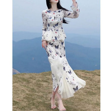 今年流行新中式国风套装轻熟御姐风蝴蝶上衣半身裙两件套女款夏季