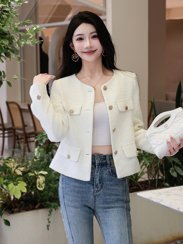 米白色小香风西装外套女秋季2025新款高级感名媛气质休闲西服上衣|undefined