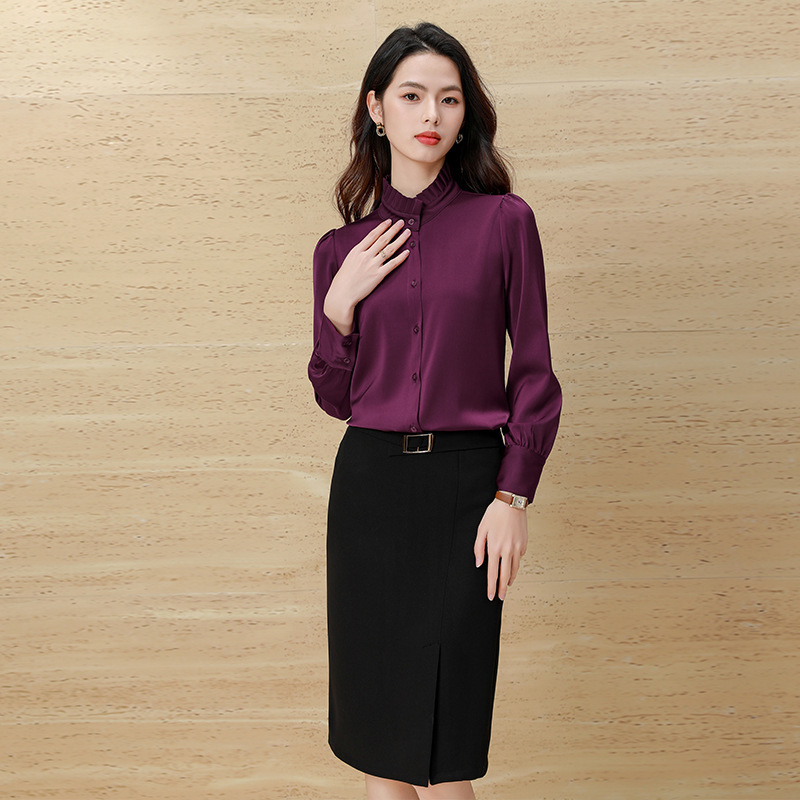 French Style Ear-trimmed Collar White Shirt Women's Long-sleeved Spring and Autumn New Age-reducing Good-looking Chiffon Shirt Lace Collar Shirt