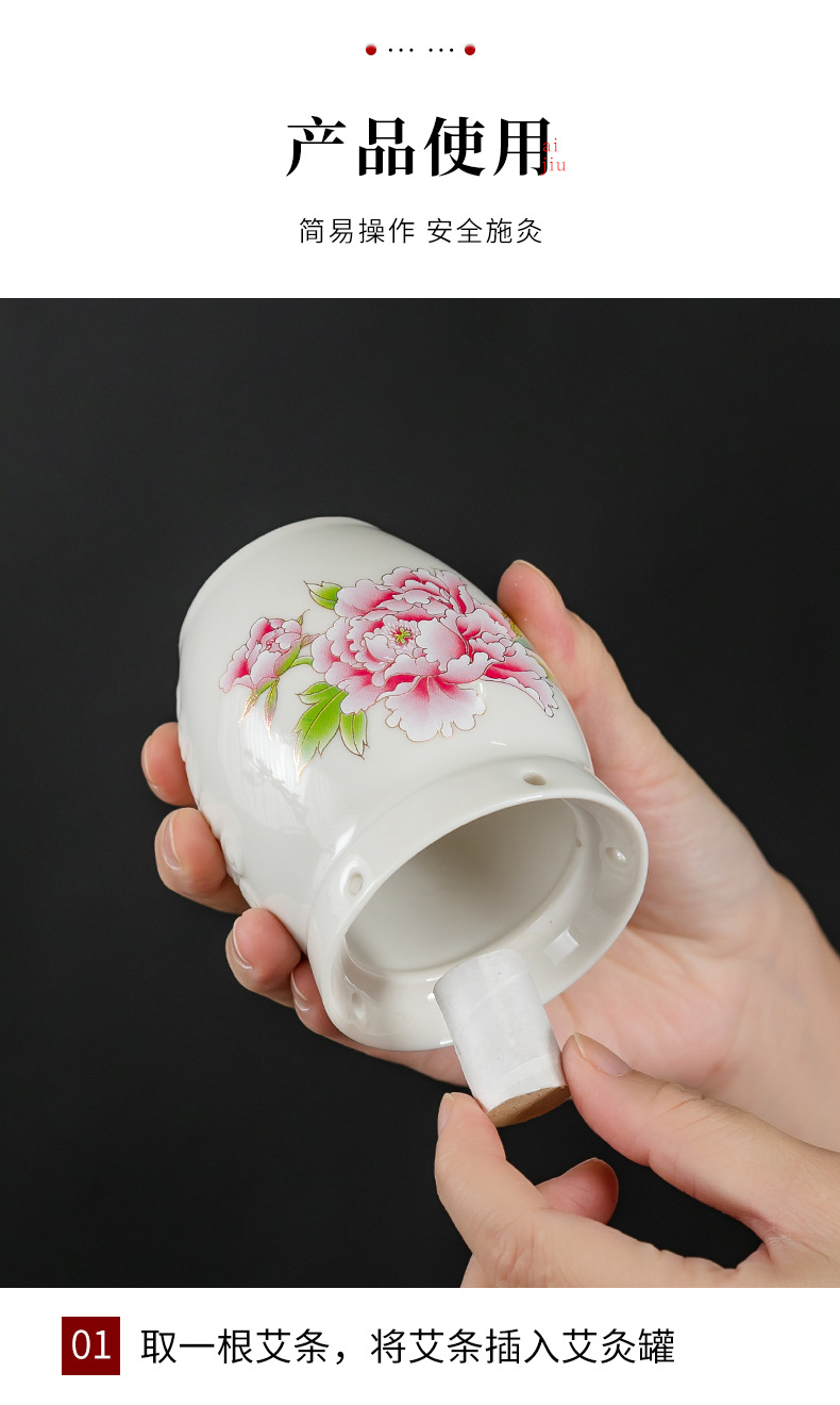 Ceramic Moxa Jar Portable Moxibustion Cup with Gua Sha Massage Function Double Layer Heat Storage quality and texture