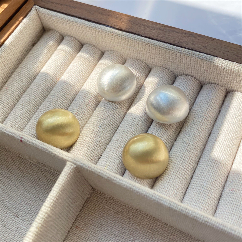 Retro Round Copper Plating Ear Studs 1 Pair