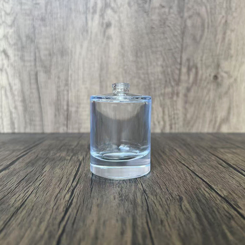 现货卡口50ml矮圆瓶透明香水玻璃瓶 可印刷logo 按压便捷分装空瓶